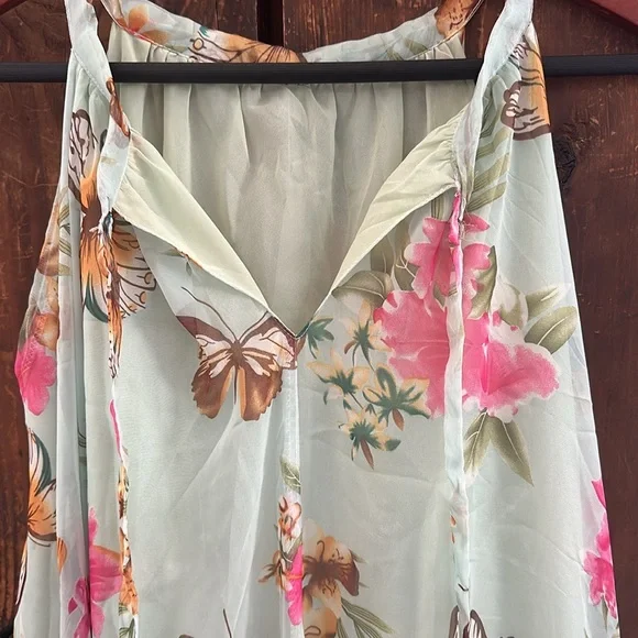 Chicwish Floral Maxi Dress - Green and Pink - Picture 7 of 9